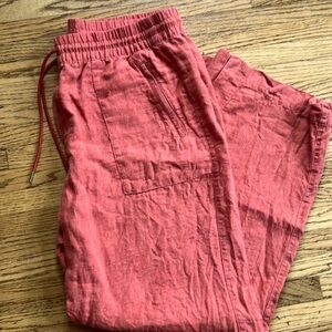 Athleta Linen Mid-Rise Wide Leg Pant, size 14